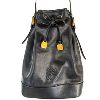 ロエベ(LOEWE)のヴィンテージ正規品LOEWEロエベ 黒ナッパレザー×アナグラム ショルダーバッグ(ショルダーバッグ)