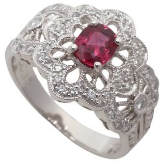 【本物保証】 鑑付 新品同様 リング 約6.4g Pt900 ルビー 0.63ct メレダイヤモンド 0.35ct 約12号 豪華 ゴージャス ノーブランド No brand(リング(指輪))