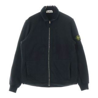 ストーンアイランド(STONE ISLAND)のSTONE ISLAND ストーンアイランド PLATED TERRY FLEECE 791567256 ダブルポケット ロゴパッチ付き フリース ジップアップ ジャケット ブラック(フライトジャケット)