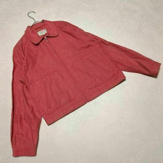【CREEKS】（2）ブルゾン 無地 リネン コットン ジップアップ レッド系(ブルゾン)
