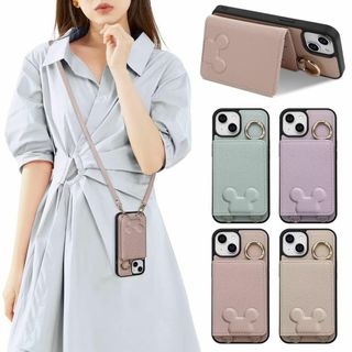 新品 iPhone 15pro ケース 手帳型 ショルダー 携帯カード収納 立体(その他)