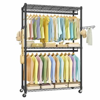 【人気商品】SONGMICS ハンガーラック 洋服かけスチールラック 2段式衣装