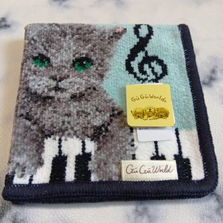 【新品】 グーグーワールド  ★シェニール織りタオルハンカチ  猫(ハンカチ)