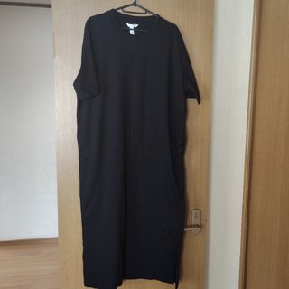 エイチアンドエム(H&M)のH&M　Tシャツロングワンピース黒(ロングワンピース/マキシワンピース)