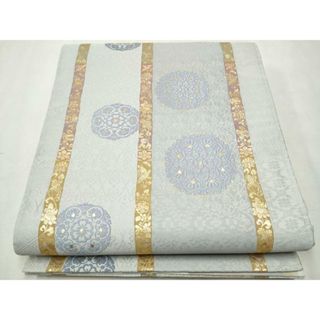 平和屋着物●六通柄袋帯　 麹塵　正倉院献上文　金糸　正絹　逸品　CAAV6932hy(帯)