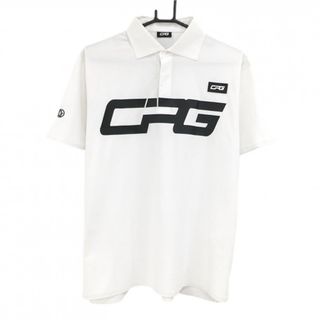 CPG 半袖ポロシャツ 白×黒 ビッグロゴ メンズ L ゴルフウェア CPG(ウエア)