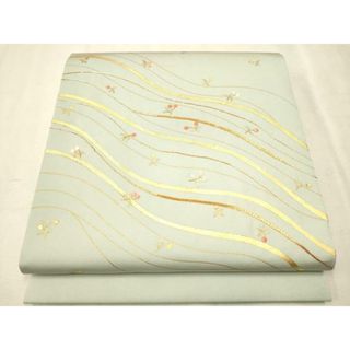 平和屋着物●塩瀬　九寸開き名古屋帯　駒刺繍　さくらんぼ　金彩　正絹　逸品　CAAV7009hy(帯)