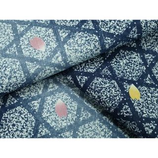 平和屋着物▽小紋　単衣　籠目舞桜文　洗える着物　CAAV8899gh(着物)