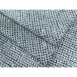 平和屋着物●大変加工の良い総絞り小紋　紺地　正絹　逸品　未使用　CAAU2794yc(着物)