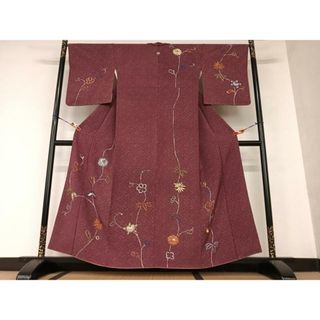 平和屋着物●訪問着　手刺繍　草花文　正絹　逸品　AAAY0224zg(着物)