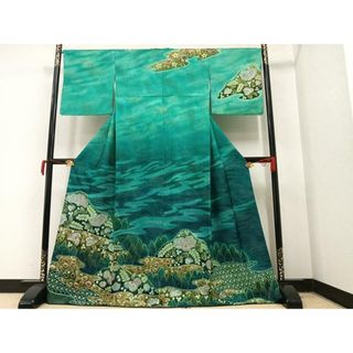 平和屋着物●訪問着　襲ね絞り　辻が花　暈し染め　金通し地　正絹　逸品　AAAY5938ph(着物)