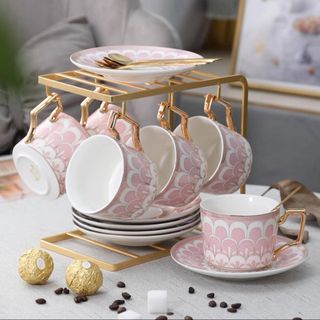 ティー・コーヒーカップセット カップ＆ソーサー4客セット 陶磁器ティーセット