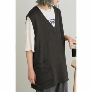 チャオパニックティピー(CIAOPANIC TYPY)の【新品】チャオパニックティピー リネンレーヨンリバーシブルVネックベスト M(ベスト/ジレ)