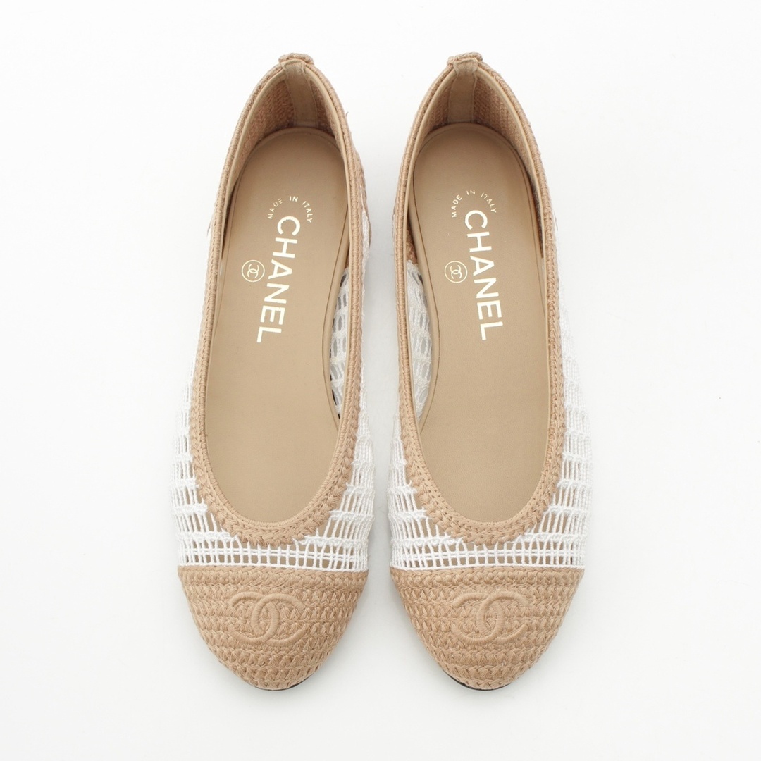 希少♡ CHANEL シャネル ココマーク バレリーナパンプス ヴィンテージ加工 CHANEL - シャネル 25SS ラフィア ココマーク バレリーナ