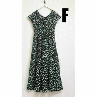 natural couture 前後2way小花柄カシュクールワンピース 黒 F