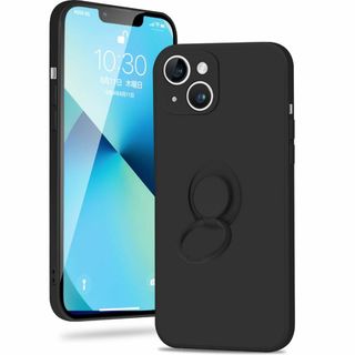 【ケース】IPhone13 ケース リング シリコン 黑 アイフォン13 カバー(その他)