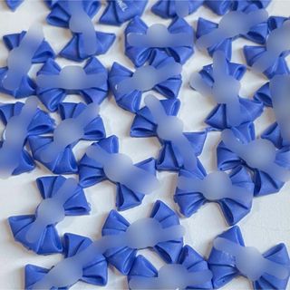 ロゴ ネイルパーツ リボン 20個 まとめ売り オーロラ ネイビー 紺 デコ(デコパーツ)