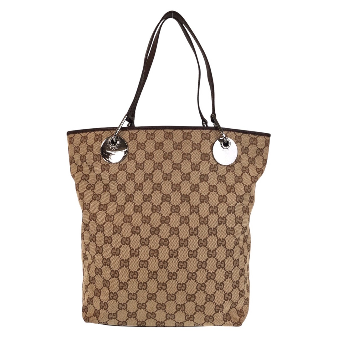 GUCCI ベージュ レザートートバッグ GUCCI - GUCCI トートバッグ GG柄 レザー PVC スプリーム