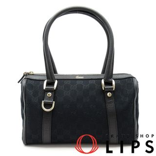 グッチ(GUCCI)のグッチ ミニボストンバッグ  130942 GGキャンバス/レザー レディースハンドバッグ
 ブラック【中古】(ハンドバッグ)