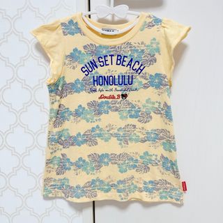ミキハウス(mikihouse)の【 美品 】ミキハウス ダブルビー ハイビスカス 黄色 Tシャツ 100cm(Tシャツ/カットソー)