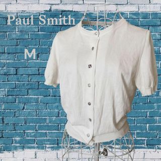 ポールスミス(Paul Smith)のPaul Smith ポールスミス　 半袖　綿ニット　カーディガン　白　M(カーディガン)
