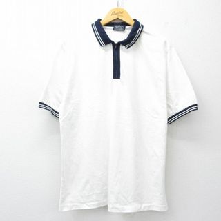 XL★古着 半袖 ハーフジップ ポロ シャツ メンズ 90年代 90s コットン USA製 白他 ホワイト 25jul30 中古 トップス(ポロシャツ)