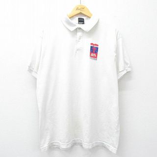 フルーツオブザルーム(FRUIT OF THE LOOM)のXL★古着 フルーツオブザルーム 半袖 ポロ シャツ メンズ 90年代 90s ノースアメリカン 白 ホワイト 25jul30 中古 トップス(ポロシャツ)