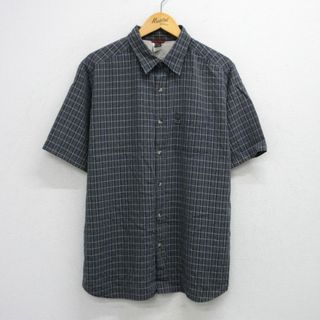 ノースフェイス(North Face)のL★古着 ノースフェイス THE NORTH FACE 半袖 シャツ メンズ 紺他 ネイビー チェック 25jul30 中古 トップス(シャツ)