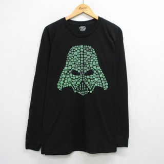 XL★古着 長袖 Tシャツ メンズ スターウォーズ STAR WARS ダースベイダー クローバー 大きいサイズ クルーネック 黒 ブラック 25jul30 中古(Tシャツ/カットソー(半袖/袖なし))