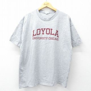XL★古着 半袖 ビンテージ Tシャツ メンズ 00年代 00s ロヨラ 大きいサイズ クルーネック グレー 霜降り 25jul30 中古(Tシャツ/カットソー(半袖/袖なし))