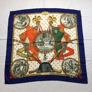 エルメス(HERMES)の2507-2｜美品｜エルメス カレ 90 スカーフ シルク ネイビー(バンダナ/スカーフ)
