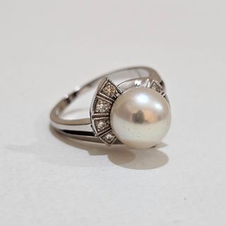 ミキモト(MIKIMOTO)の1754 ミキモトパールダイヤリングPT950プラチナ12号9ｍｍ(リング(指輪))