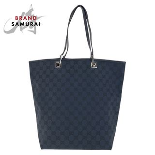 グッチ(GUCCI)の美品 GUCCI グッチ ブラック 黒 シルバー金具 GGキャンバス /レザー 31243 トートバッグ ショルダーバッグ レディース 5004732 【中古】(トートバッグ)