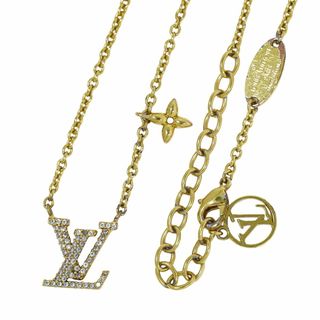 ルイヴィトン(LOUIS VUITTON)の本物 ルイヴィトン LOUIS VUITTON LV コリエ LV アイコニック ラインストーン ネックレス GP ゴールドメッキ M00596 ビトン アクセサリー ジュエリー 中古・(ネックレス)