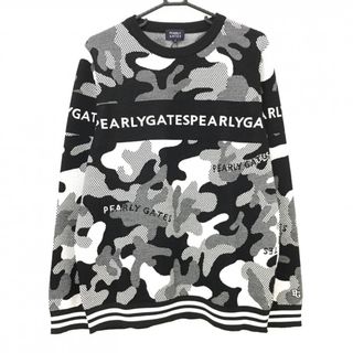 【新品】パーリーゲイツ セーター 黒×白 カモフラ 迷彩 ニット メンズ 7(XXL) ゴルフウェア 大きいサイズ PEARLY GATES