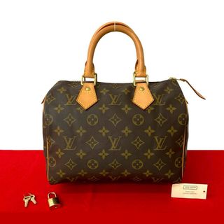 ルイヴィトン(LOUIS VUITTON)の極 美品 LOUIS VUITTON ルイヴィトン ヴィンテージ スピーディ 25 モノグラム レザー 本革 ハンドバッグ ボストンバッグ ブラウン 38099(ハンドバッグ)