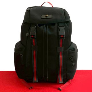 グッチ(GUCCI)の未使用保管品 GUCCI グッチ タイガーヘッド シェリーライン レザー ナイロン リュックサック バックパック デイパック ブラック 66640(バッグパック/リュック)