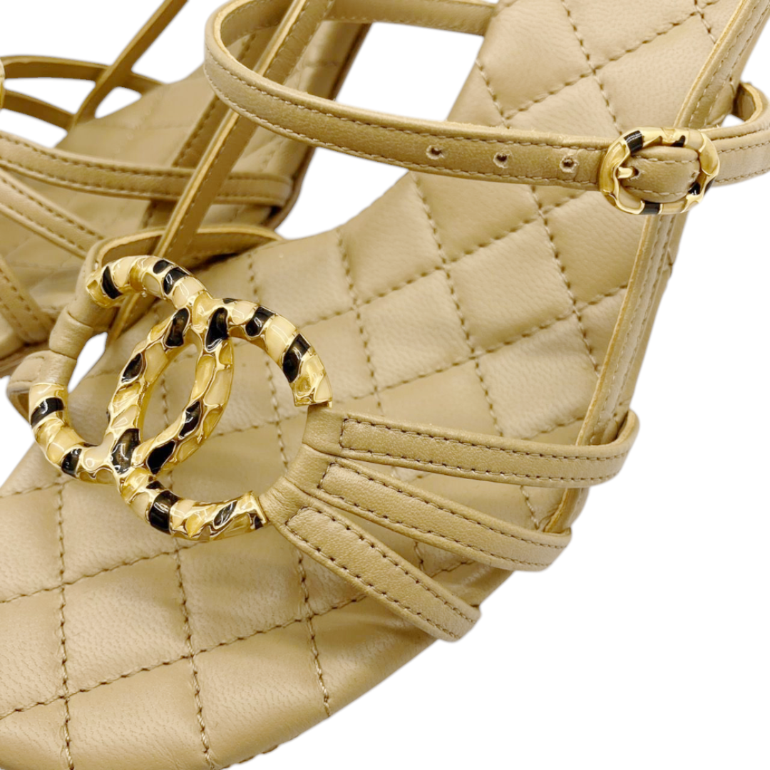 CHANEL - CHANEL シャネル マトラッセ サンダル レザー ベージュ