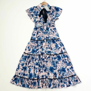 ソブ(Sov.)の新品未使用✨Sov.オリジナルプリントリボンワンピース　36(ロングワンピース/マキシワンピース)