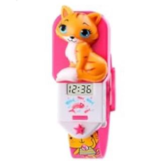 時計　子ども　女の子　猫　ピンク　