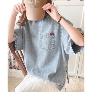 classical elf コットン100%サイドファスナーデニムプルオーバー
