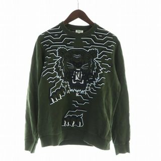 ケンゾー(KENZO)のケンゾー スウェット トレーナー 裏毛 ロゴ タイガー トラ 刺繍 XS 緑(その他)