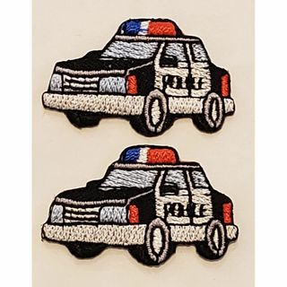ワッペン　アイロン　パトカー　2枚入り　縦2.5cm 横4.1cm(約)