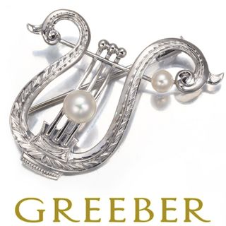 ミキモト(MIKIMOTO)のミキモト ブローチ パール 真珠 4.2-6.0mm 竪琴 シルバー(ブローチ/コサージュ)