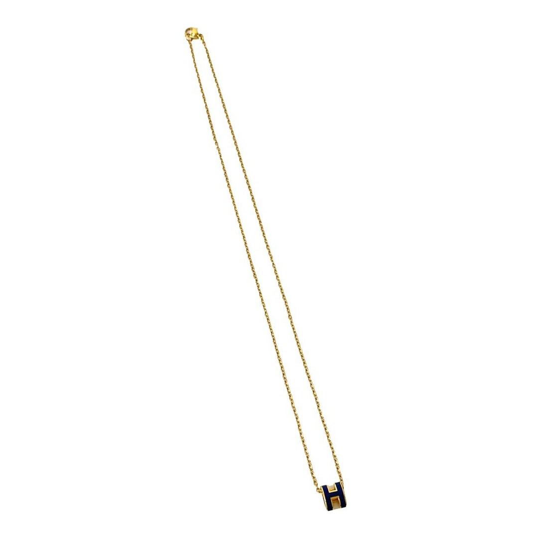 エルメス HERMES 極美品 ポップアッシュ Hロゴ ネックレス シルバーカラー GP メタル ライトブルー 箱付 HERMES - 極 美品 希少品 HERMES エルメス ミニ ポップアッシュ H ロゴ