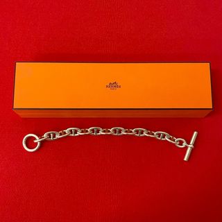 エルメス(HERMES)の極 美品 箱付き HERMES エルメス シェーヌダンクル TGM 13コマ シルバー925 チェーン ブレスレット バングル アクエリアス シルバー 69969(ブレスレット/バングル)