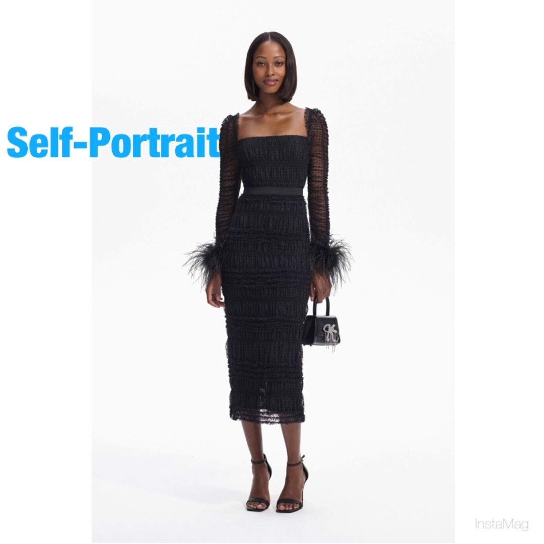 【新品】セルフポートレートブラック ワンピース Sサイズ SELF PORTRAIT - ❇️Selfportrait正規25秋新作セルフポート
