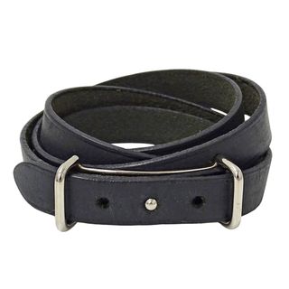 エルメス(HERMES)のエルメス HERMES ブレスレット レディース メンズ ブランド アピ 2 ロングブレスレット チョーカー レザー ブラック シルバー金具 おしゃれ □E刻印 【中古】(ブレスレット/バングル)