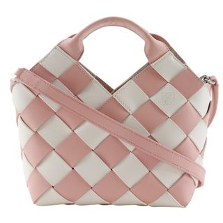 ロエベ(LOEWE)の【LOEWE】ロエベ ウーブンバスケット スモール 2WAYショルダー カーフ ピンク/白 レディース ハンドバッグ(ハンドバッグ)
