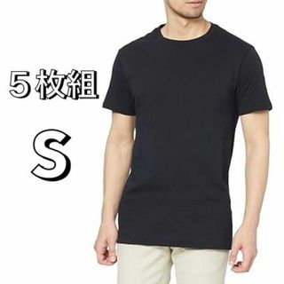 ５枚組⭐️Tシャツ メンズ 半袖 クルーネック コットン まとめ売り ブラック S
